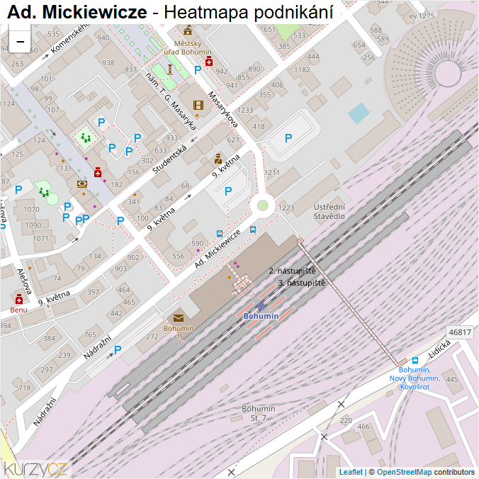 Mapa Ad. Mickiewicze - Firmy v ulici.