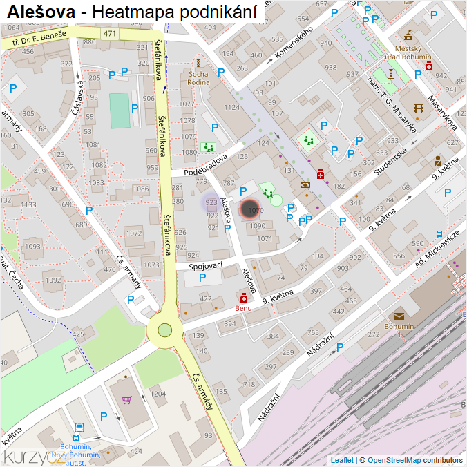 Mapa Alešova - Firmy v ulici.