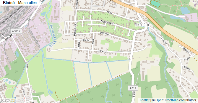Blatná - mapa ulice
