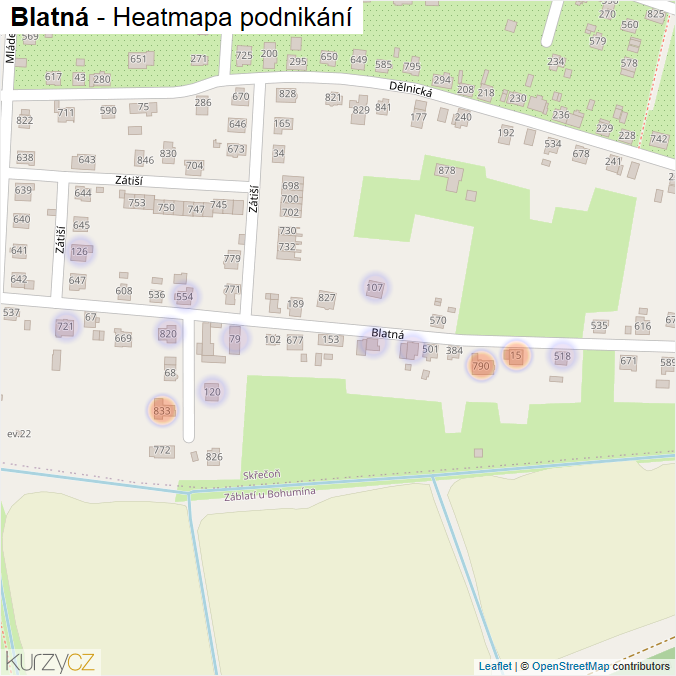Mapa Blatná - Firmy v ulici.