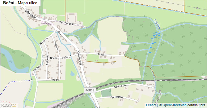 Boční - mapa ulice