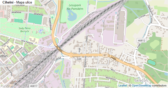 Cihelní - mapa ulice