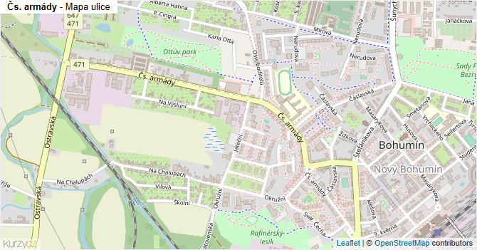 Čs. armády - mapa ulice