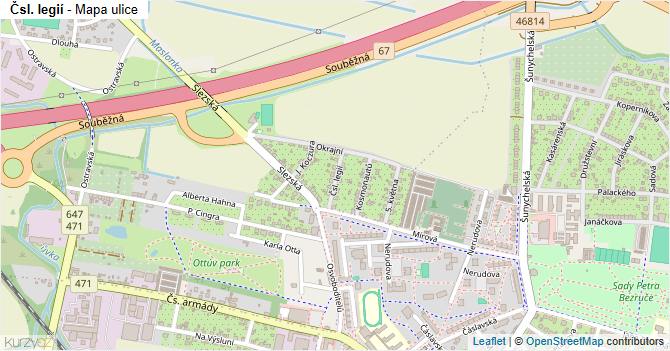 Čsl. legií - mapa ulice