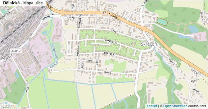 Dělnická - mapa ulice