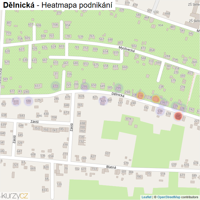 Mapa Dělnická - Firmy v ulici.