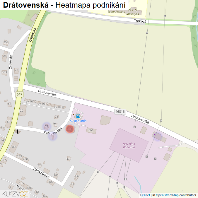 Mapa Drátovenská - Firmy v ulici.