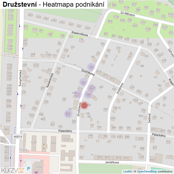 Mapa Družstevní - Firmy v ulici.