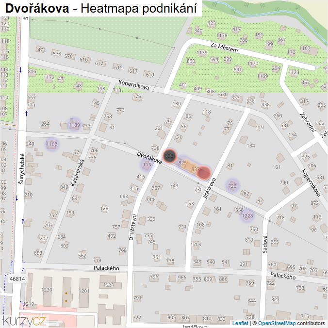 Mapa Dvořákova - Firmy v ulici.