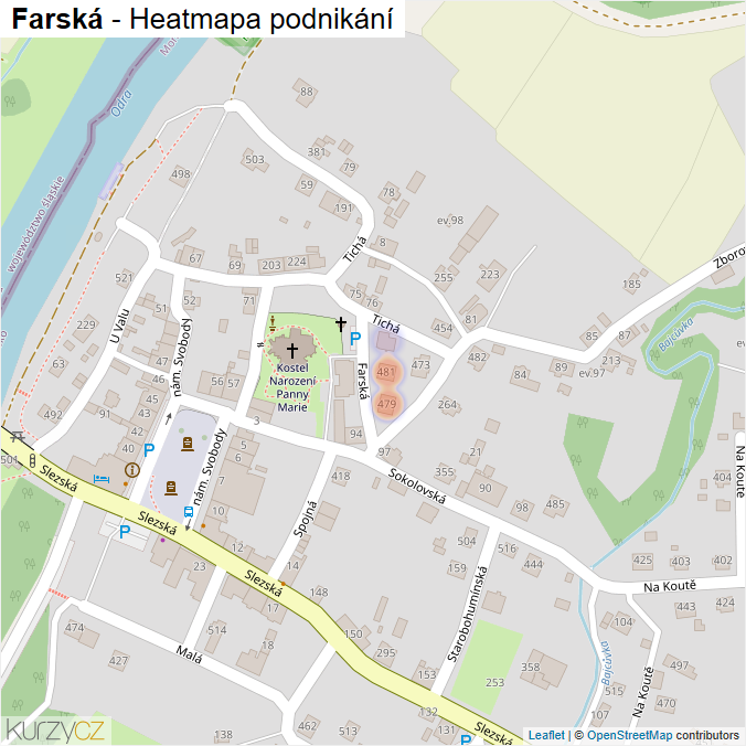 Mapa Farská - Firmy v ulici.