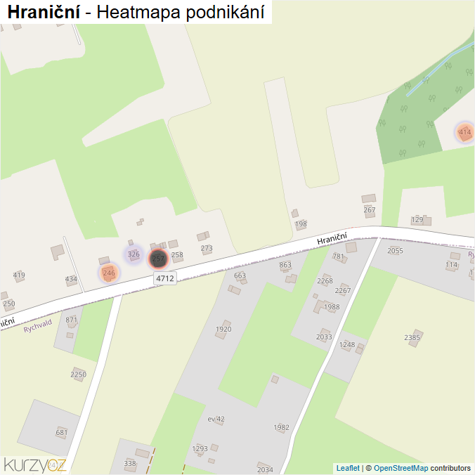 Mapa Hraniční - Firmy v ulici.