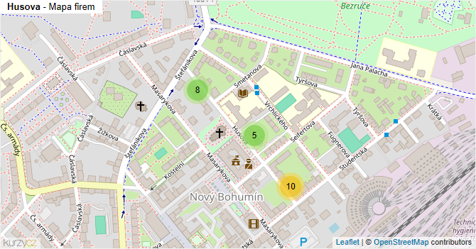 Husova - mapa firem