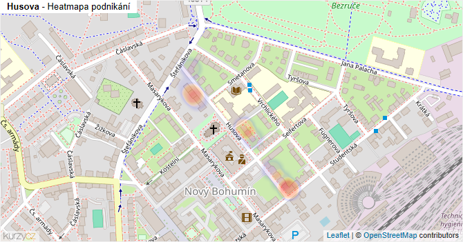 Husova - mapa podnikání