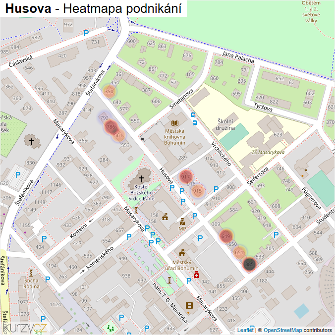 Mapa Husova - Firmy v ulici.