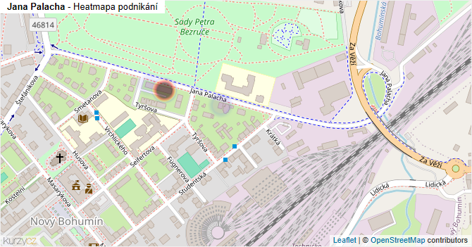 Jana Palacha - mapa podnikání