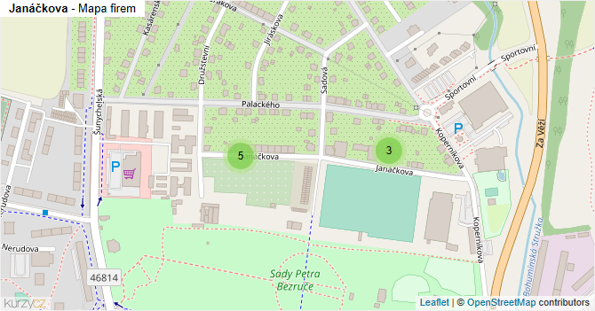 Janáčkova - mapa firem