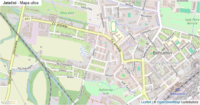 Jateční - mapa ulice