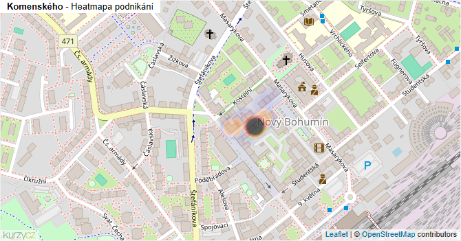 Komenského - mapa podnikání