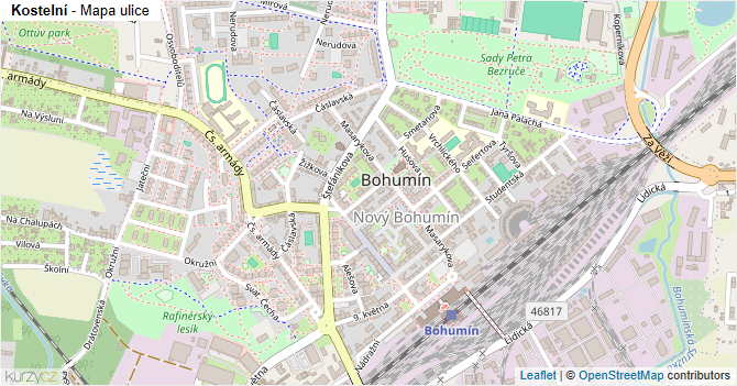 Kostelní - mapa ulice