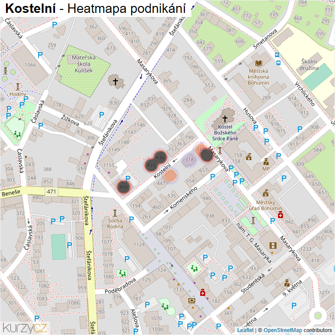 Mapa Kostelní - Firmy v ulici.