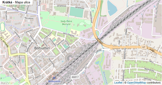 Krátká - mapa ulice