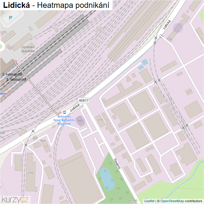 Mapa Lidická - Firmy v ulici.