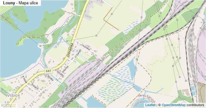 Louny - mapa ulice