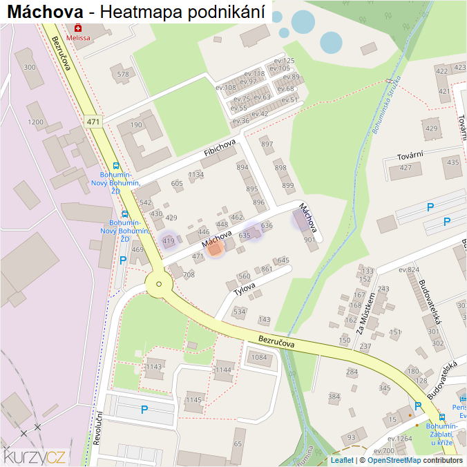 Mapa Máchova - Firmy v ulici.