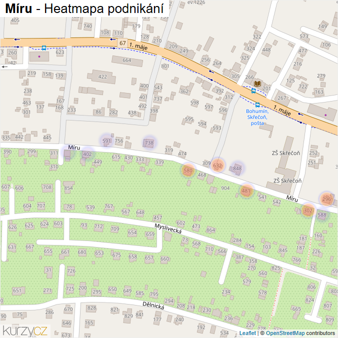 Mapa Míru - Firmy v ulici.