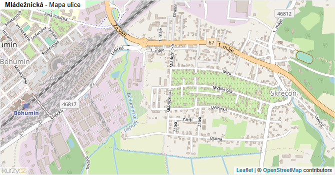 Mládežnická - mapa ulice