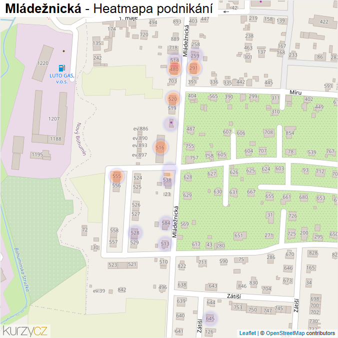 Mapa Mládežnická - Firmy v ulici.