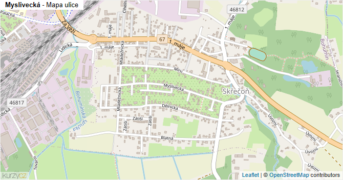 Myslivecká - mapa ulice