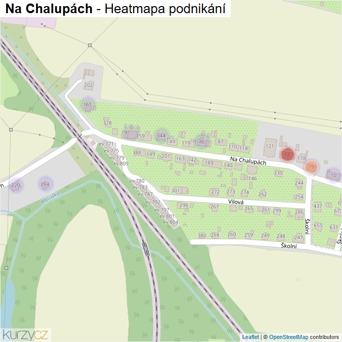 Mapa Na Chalupách - Firmy v ulici.