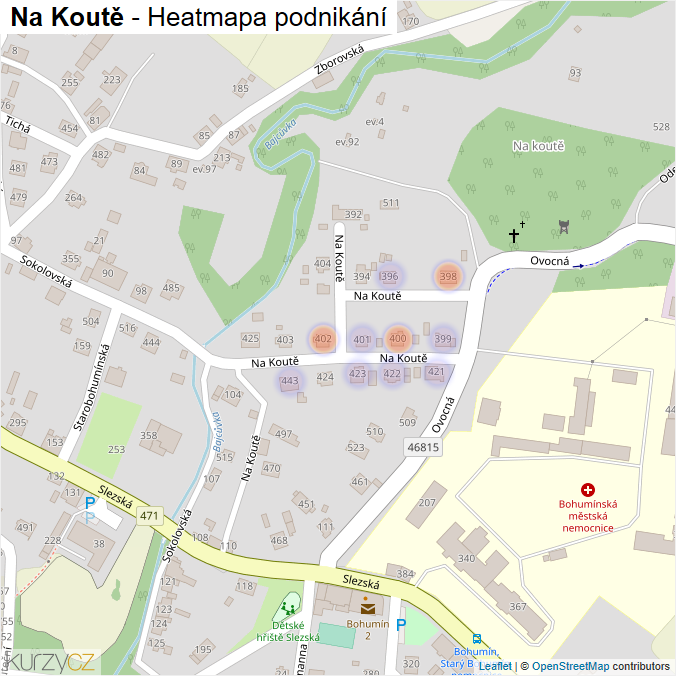 Mapa Na Koutě - Firmy v ulici.