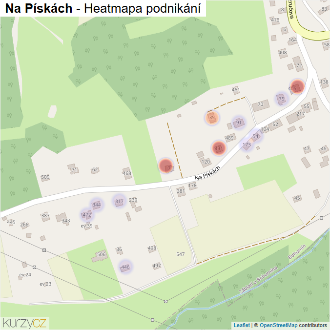 Mapa Na Pískách - Firmy v ulici.