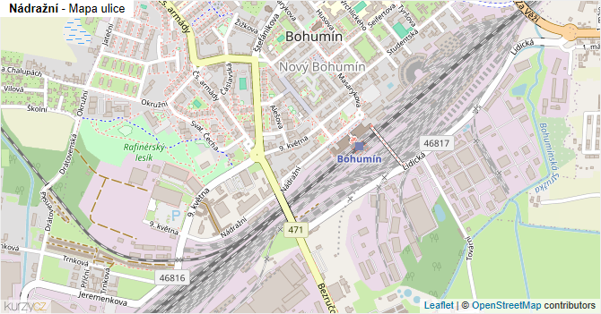 Nádražní - mapa ulice