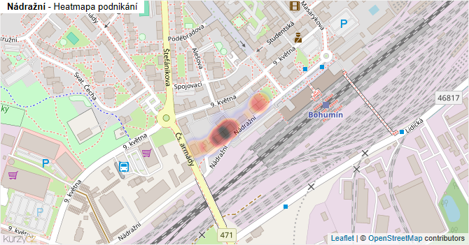 Nádražní - mapa podnikání