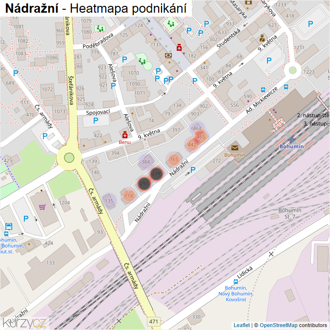 Mapa Nádražní - Firmy v ulici.