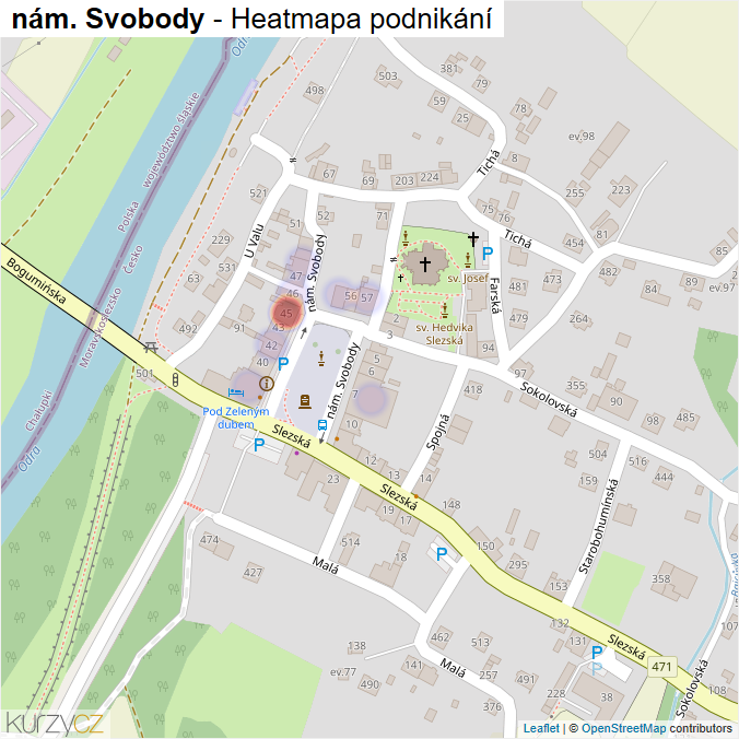 Mapa nám. Svobody - Firmy v ulici.