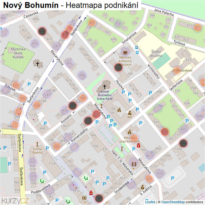 Mapa Nový Bohumín - Firmy v části obce.