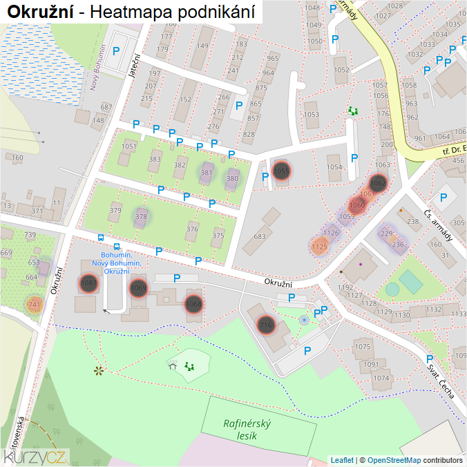 Mapa Okružní - Firmy v ulici.