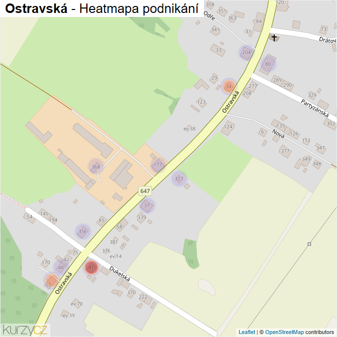 Mapa Ostravská - Firmy v ulici.