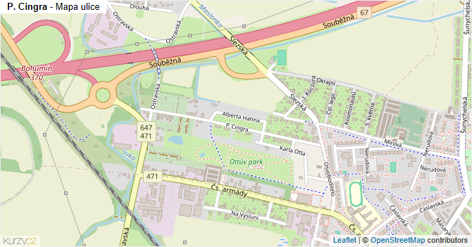 P. Cingra - mapa ulice