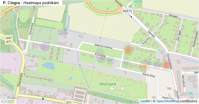 P. Cingra - mapa podnikání