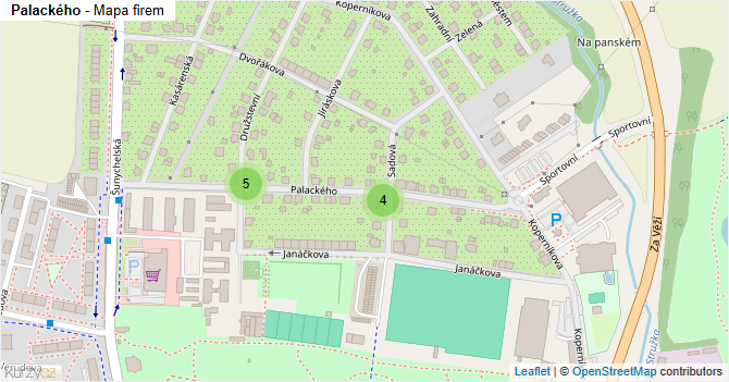 Palackého - mapa firem