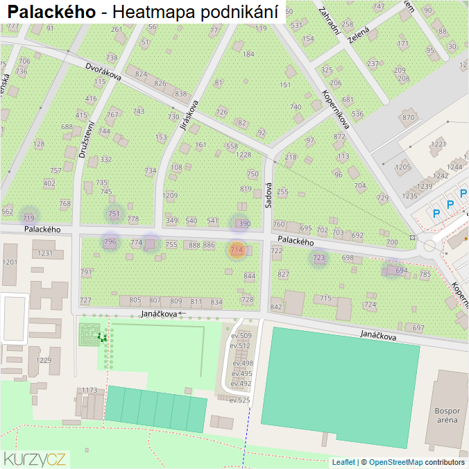 Mapa Palackého - Firmy v ulici.