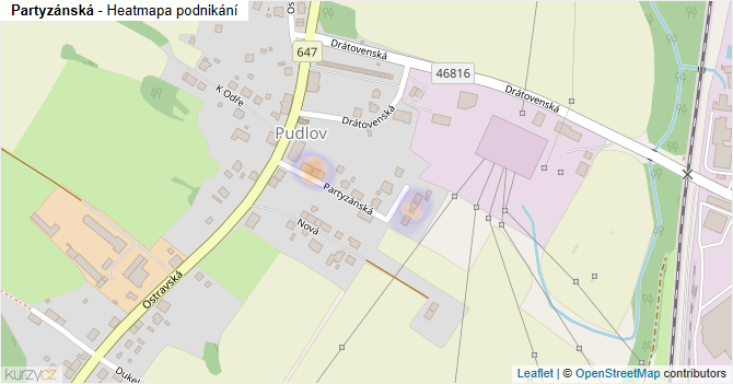 Partyzánská - mapa podnikání
