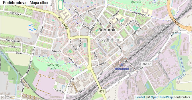 Poděbradova - mapa ulice