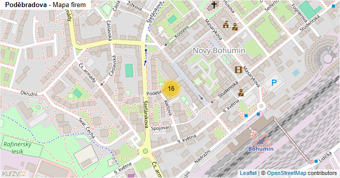 Poděbradova - mapa firem