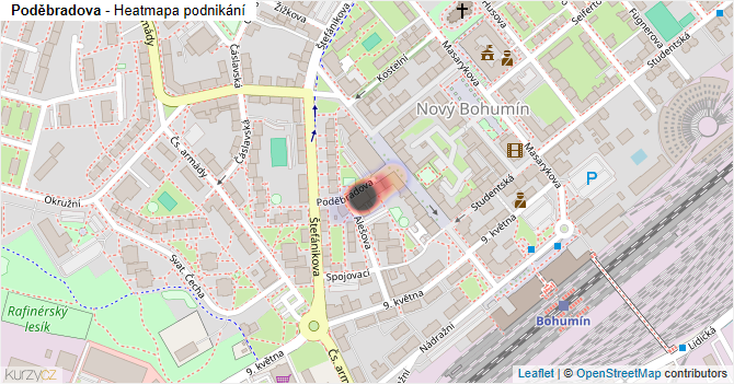 Poděbradova - mapa podnikání